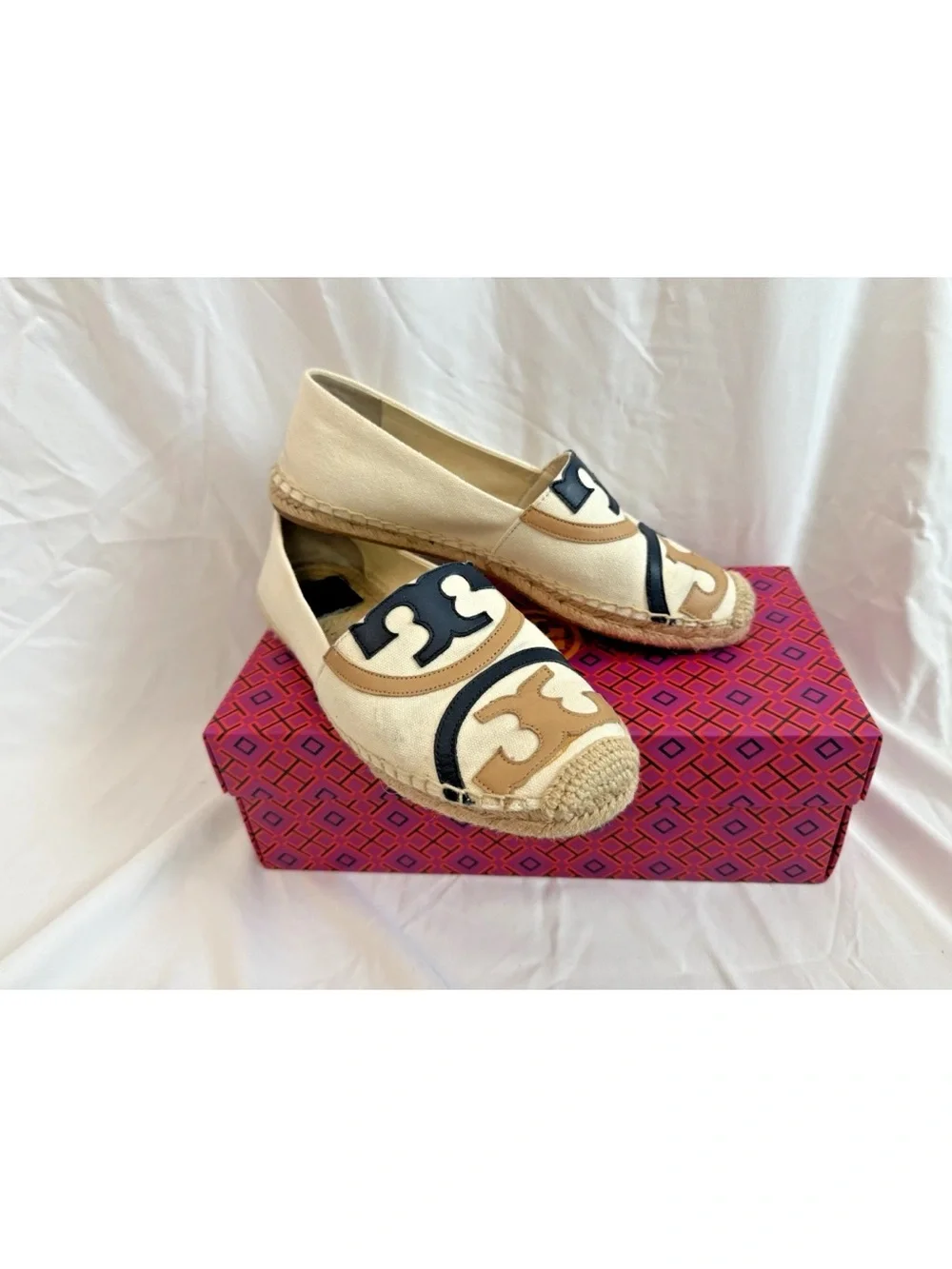 Tory Burch Ines Fil Coupe Espadrille Canvas Leather - Size 8.5